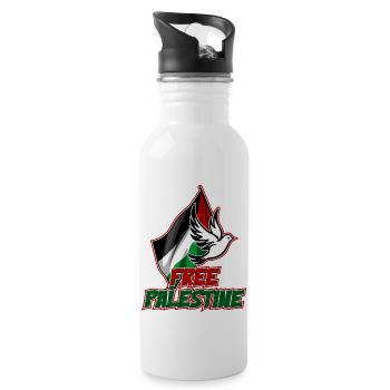 Free Palestine - Water bottle with straw - white - Right
