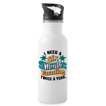 I Need a 6 Month Vacation - Palm Tree Relaxation - Water bottle with straw - white - Right
