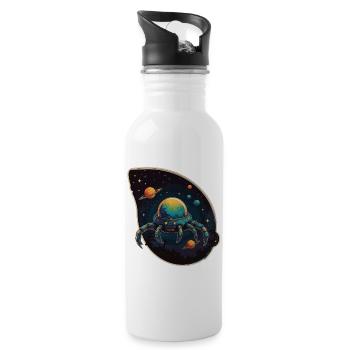 Crab spaceship in space with planets - Water bottle with straw - white - Right