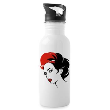 Abstract Portrait of a Woman - Water bottle with straw - white - Right