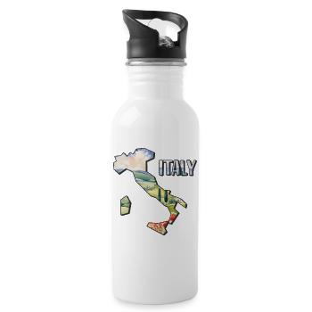 Watercolor Map of Italy - Water bottle with straw - white - Right