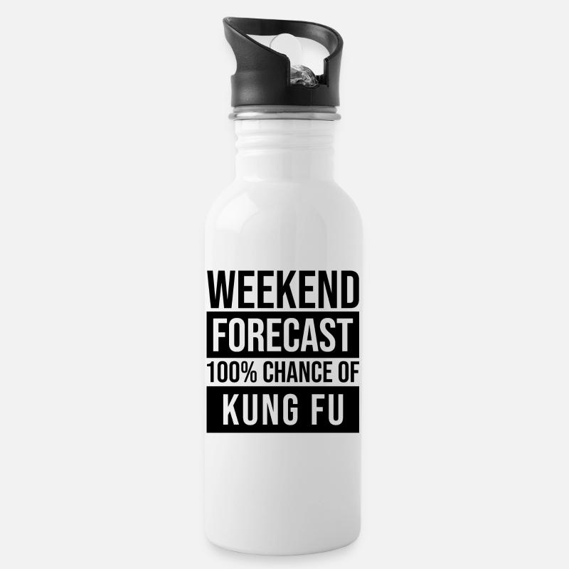 Kung-Fu - Trinkflasche mit integriertem Trinkhalm - Weiß