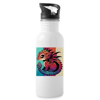 Drache - Trinkflasche mit integriertem Trinkhalm - Weiß - Rechts