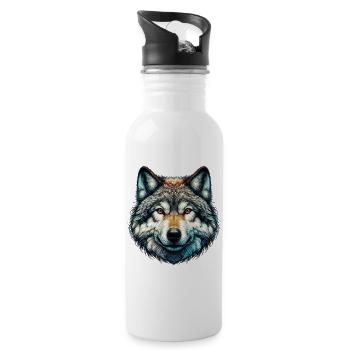 Wolf - Water bottle with straw - white - Right