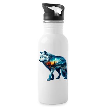 Wolf - Water bottle with straw - white - Right