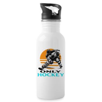 Hockey - Trinkflasche mit integriertem Trinkhalm - Weiß - Rechts