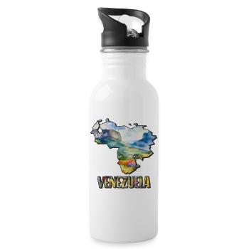 Aquarell Landkarte Venezuela - Trinkflasche mit integriertem Trinkhalm - Weiß - Rechts