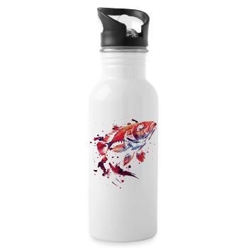 Fisch - Trinkflasche mit integriertem Trinkhalm - Weiß - Rechts