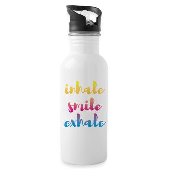 inhale exhale Yoga Verlauf Meditation farbenfroh - Trinkflasche mit integriertem Trinkhalm - Weiß - Rechts