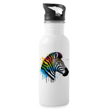 Zebra - Trinkflasche mit integriertem Trinkhalm - Weiß - Rechts