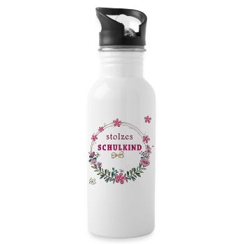 Inscription d’écoliers fiers - Gourde avec paille intégrée - blanc - Droite