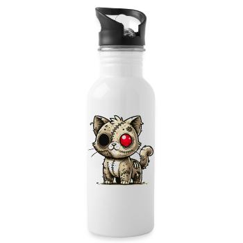 chat kawaii zombie effrayant pour s’amuser à Halloween - Gourde avec paille intégrée - blanc - Droite
