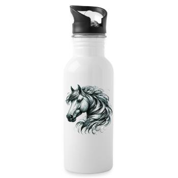 Cheval - Gourde avec paille intégrée - blanc - Droite