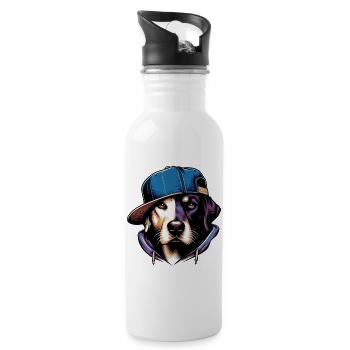 Hund - Trinkflasche mit integriertem Trinkhalm - Weiß - Rechts