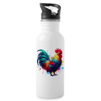 Poule coq - Gourde avec paille intégrée - blanc - Droite