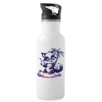 Skunk Summer Beach Comic - Water bottle with straw - white - Right