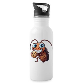 Lustiger Keks Kakerlake süßer Nachtisch Comic - Trinkflasche mit integriertem Trinkhalm - Weiß - Rechts