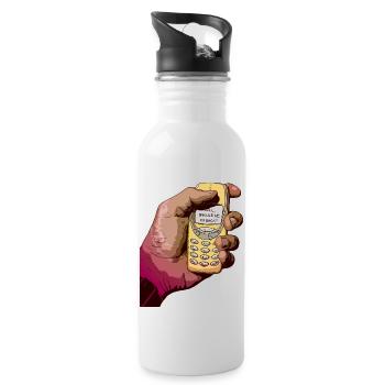 Should we go back - Trinkflasche mit integriertem Trinkhalm - Weiß - Rechts