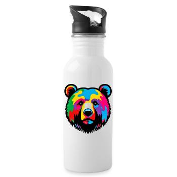 Bär - Trinkflasche mit integriertem Trinkhalm - Weiß - Rechts