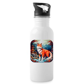 Asian Fox - Water bottle with straw - white - Right