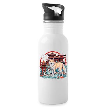 Asian Fox - Water bottle with straw - white - Right