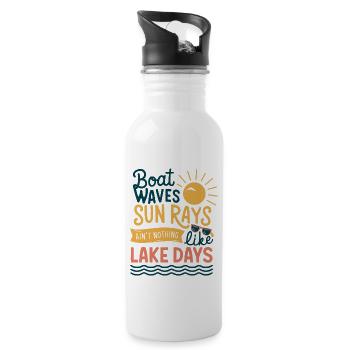 Bootswellen Sonnenstrahlen Seetage, Sommer, - Trinkflasche mit integriertem Trinkhalm - Weiß - Rechts