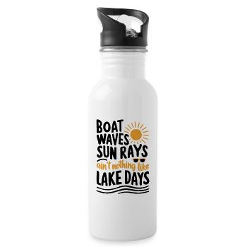 Boot Wellen Sonnenstrahlen Seetage, Sommer, Urlaub - Trinkflasche mit integriertem Trinkhalm - Weiß - Rechts