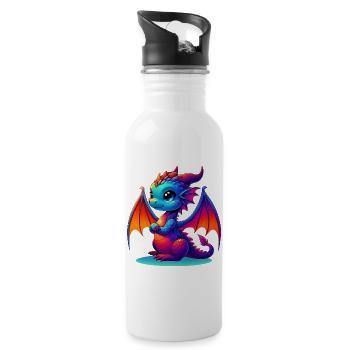 Dragon - Water bottle with straw - white - Right