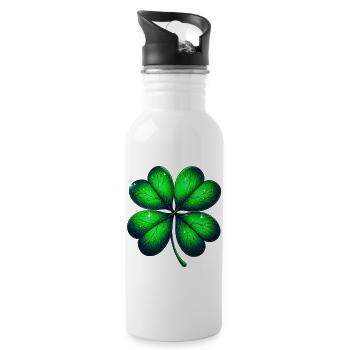 Four-leaf clover - Water bottle with straw - white - Right