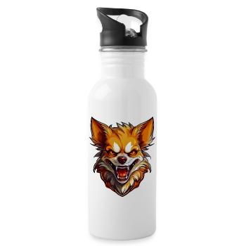 Wild angry pugnacious combative Chihuahua - Water bottle with straw - white - Right