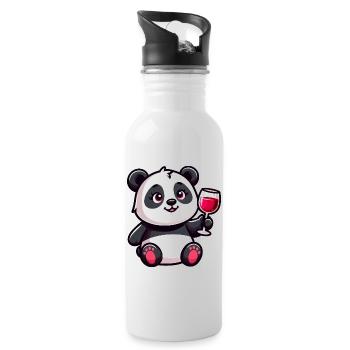 Süßer Panda Rotwein Cartoon - Trinkflasche mit integriertem Trinkhalm - Weiß - Rechts