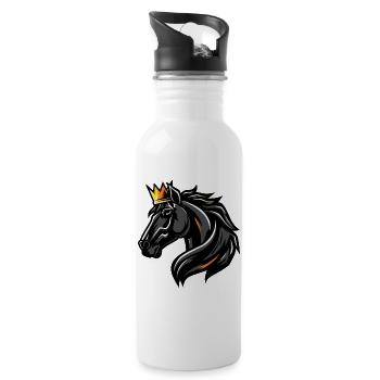 Pferd Kopf Krone - Trinkflasche mit integriertem Trinkhalm - Weiß - Rechts