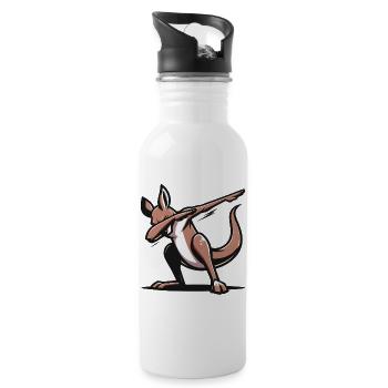 Dabbing Kangaru - Water bottle with straw - white - Right
