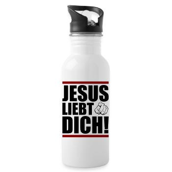 Jesus loves you - Water bottle with straw - white - Right