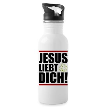 Jesus loves you - Water bottle with straw - white - Right