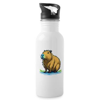 Capybara ou capybara - Gourde avec paille intégrée - blanc - Droite
