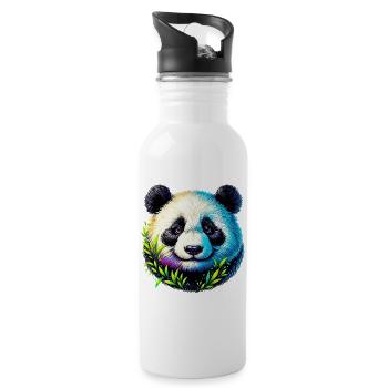 Panda - Trinkflasche mit integriertem Trinkhalm - Weiß - Rechts