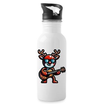 Rudolph Spielt Gitarre - Trinkflasche mit integriertem Trinkhalm - Weiß - Rechts