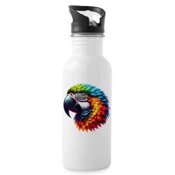 Papagei - Trinkflasche mit integriertem Trinkhalm - Weiß - Rechts