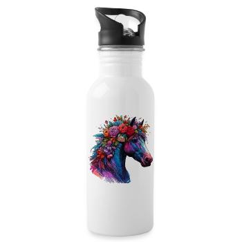 Cheval - Gourde avec paille intégrée - blanc - Droite