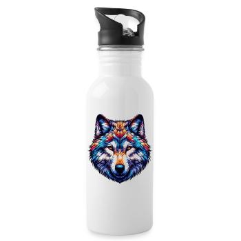 Wolf - Water bottle with straw - white - Right