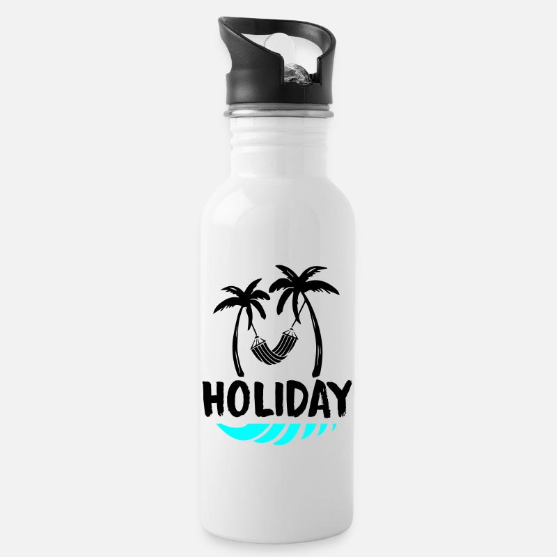 palms relax holiday - Trinkflasche mit integriertem Trinkhalm - Weiß