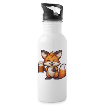 Fuchs Bier Pixel - Trinkflasche mit integriertem Trinkhalm - Weiß - Rechts