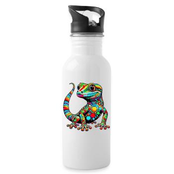 Gecko - Trinkflasche mit integriertem Trinkhalm - Weiß - Rechts