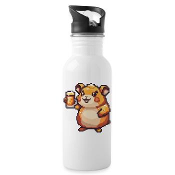 Hamster Beer Pixel - Water bottle with straw - white - Right