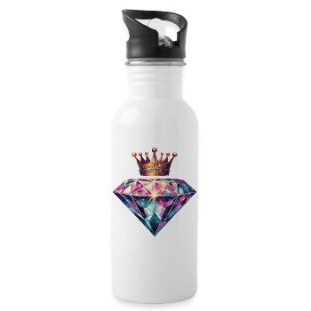 Diamond and Crown - Water bottle with straw - white - Right