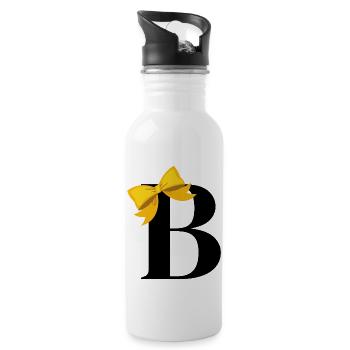 Letter b yellow bow - Water bottle with straw - white - Right