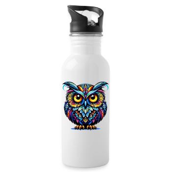 Owl - Water bottle with straw - white - Right