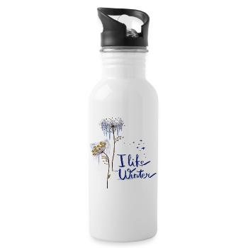 Fleurs de glace - Gourde avec paille intégrée - blanc - Droite