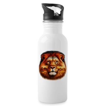 Löwe - Trinkflasche mit integriertem Trinkhalm - Weiß - Rechts